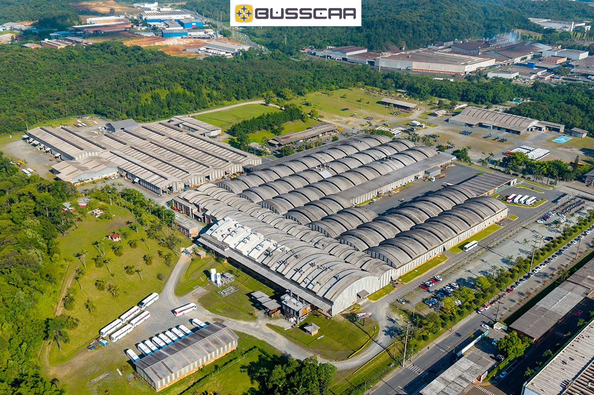 Filmagem com drone do complexo industrial da Busscar em Joinville